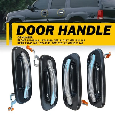 Black+chrome Door Handle Exterior Front + Rear For 2003-2006 Cadillac Escalade Foto 1 de 4