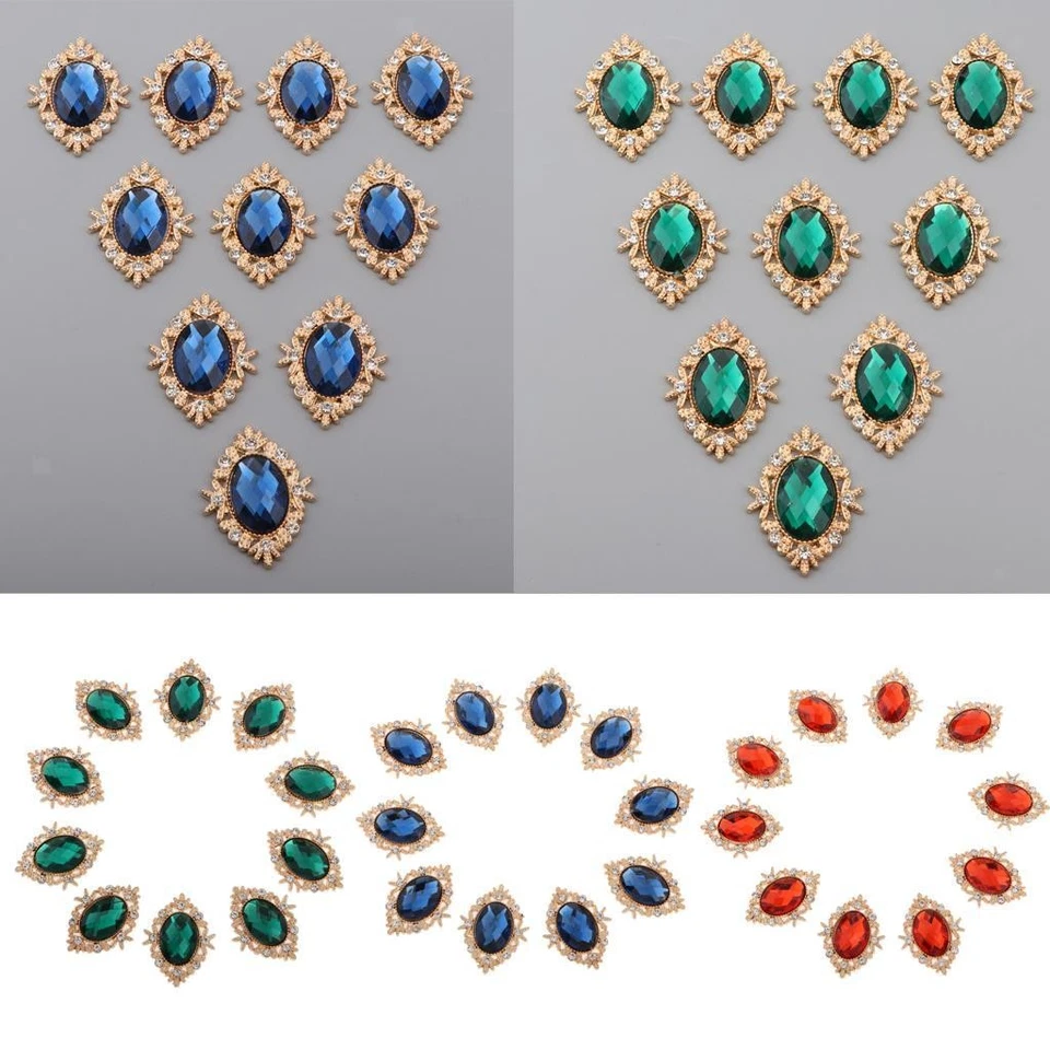 10 Pieces Alloy Flatback Rhinestones Buttons crafts Embellishment - Image 1 of 1