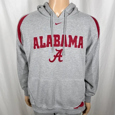 Винтажная мужская толстовка с капюшоном Y2K Nike средний размер серая красная вышитая Alabama Crimson Tide - Изображение 1 из 4