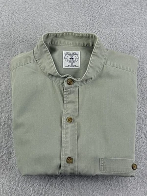 Vintage Brooks Brothers Shirt Mens Medium Green Band Collar Cotton Heritage 90s - Image 1 of 4