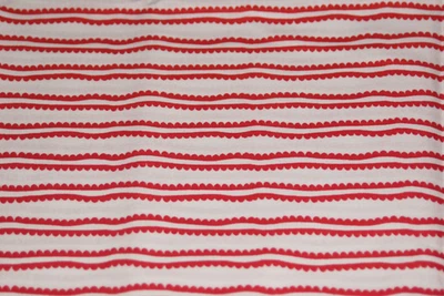 MODA FABRICS * Premium Cotton * Red & White Squiggly Striped Print * 1 yd x 46" - Image 1 of 3