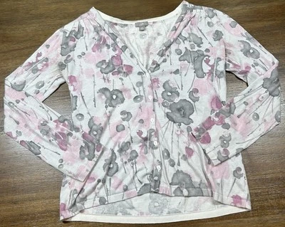 J. Jill Size S Floral Button Up Long Sleeve Silk Cashmere Blend Blouse - Изображение 1 из 4