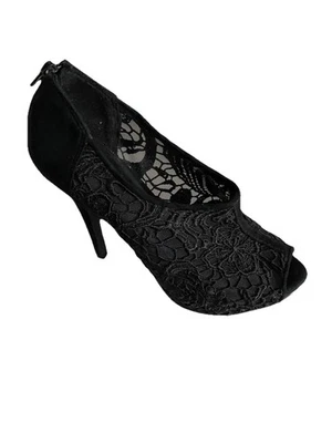 Apt. 9 Black Lace Ultra-High Heel Peep-Toe Pumps Size 7.5 M Boudoir Photoshoot - Image 1 of 4