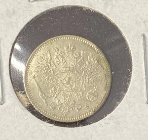 1916 Finland 25 Pennia 0.7500 Silver ASW 0.0307 Oz Free Shipping - Picture 1 of 2