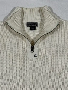 Suéter pesado tejido con cremallera blanco 1/4 Ralph Lauren vintage Polo Jeans Co. para hombre XL - Imagen 1 de 7