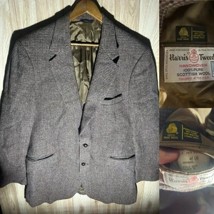 Blazer Harris Tweed Pata de Gallo Moteado 46L Largo Lana Escocesa Hecho en EE. UU. De Colección - Imagen 1 de 18
