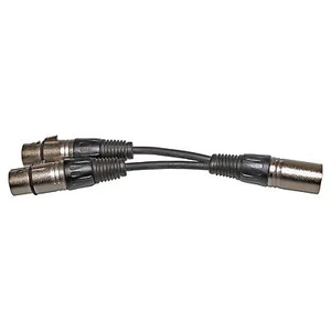 3pin XLR MALE plug to dual 2 FEMALE jack Y SPLITTER cable adaptor 1ft foot cord - Picture 1 of 2