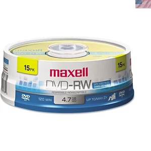 Maxell 4.7 GB DVD-RW, 2x Write Speed, 15 Disc Spindle for Easy File Sharing - Picture 1 of 2