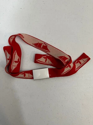Vintage West Germany Gustos Belt White Red Ship Boat Nautical One Size Adjust - Image 1 of 4