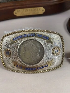 Sterling Silver Washington State Trap Assn 1994 A.T.A. Handicap Champion Buckle - Picture 1 of 7