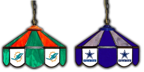 NFL Licensed 14" Stained Glass Hanging Game Room Pub Light /31 TEAMS AVAILABLE Cover
