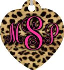 Personalized Custom Monogrammed Initials Cheetah Pattern Metal Heart Necklace