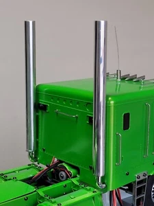 Aluminum Pair 21.5cm Long Exhaust Pipe Stack Tamiya R/C 1/14 King Grand Hauler - Picture 1 of 6