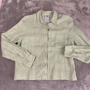 Camisa para mujer Laura Ashley de lino verde con botones de perlas manga larga XL - Imagen 1 de 8