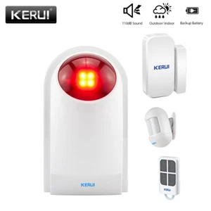 KERUI 110DB Indoor Outdoor Wireless Strobe Flashing Siren Alarm System Kit - Picture 1 of 21