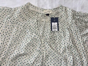 Universal Thread Peasant Top Blouse Womens M Cream White Blue Floral Boho NEW - Picture 1 of 5