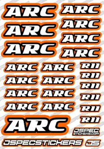 ARC ADVANCED RC CAR STICKER DECAL SHEET R11 EP TOURING CUSTOM BODY DESIGN ORANGE - Picture 1 of 10
