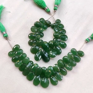 Cuarzo verde aventurina natural 10x7 a 15x11 mm facetado pera briolette hilo de 5" - Imagen 1 de 6