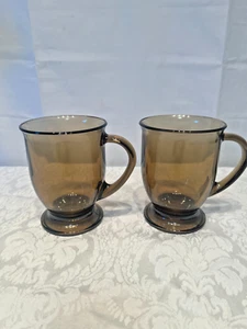 2 tazas de té de café de vidrio marrón ámbar con patas Anchor Hocking de colección 16 oz - Imagen 1 de 6