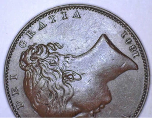 GREAT BRITAIN QUEEN VICTORIA 1841 FARTHING XF+ SCARCE INVERTED V VARIETY - Picture 1 of 5