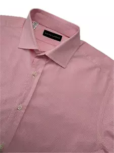 RALPH LAUREN BLACK LABEL Sz 16 Pink Fine Grid Shirt - Made in Italy - RARE - Picture 1 of 6