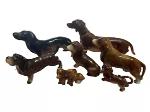 Vintage 7 Pcs. Dacshund Unmarked Figurine Lot - Various Sizes - Picture 1 of 9