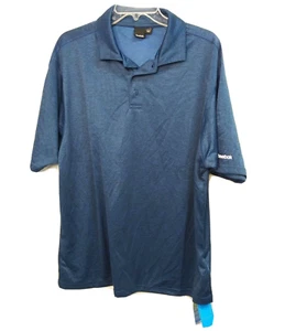 Reebok Golf Shirt Men Large Blue Play Dry Polo 3 Button Spellout Lightweight NWT - Picture 1 of 8