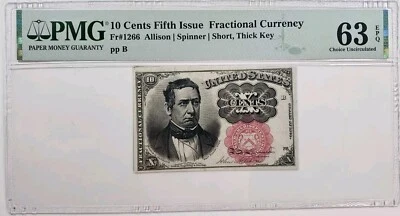 10 Cents Fifth Issue Fr#1266 PMG 63 EPQ Uncirculated Banknote #2 - Image 1 of 4