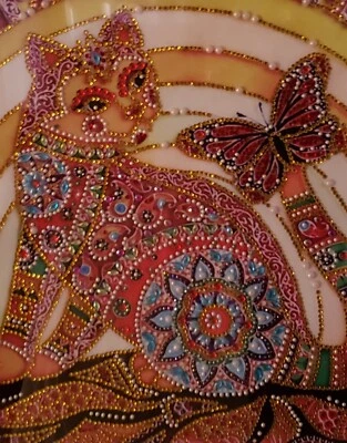 Framed Cat Diamond Painting complete measures 21" high x 16" wide - So cute! - Image 1 of 3