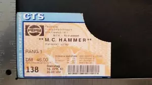 M.C. HAMMER - TALÓN DE BOLETO DE CONCIERTO ALEMÁN ORIGINAL VINTAGE 16 DE ABRIL 1991 - Imagen 1 de 2