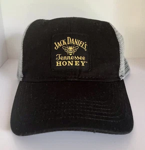 Jack Daniel's Tennessee Honey Whiskey Snapback Cap Mesh Baseball Hat Black Gray - Picture 1 of 8