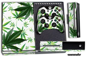 Designer Skin für Xbox One 1 Gaming Konsole + 2 Controller Aufkleber Weeds Weiß - Bild 1 von 1