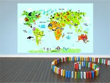 World Map Wall Sticker Kids, Map of the World Graphic, Colorful Print Vinyl P2I