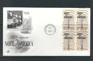 US SC # 1239 Voice Of America FDC . Block 4 . Artcraft Cachet - Picture 1 of 1