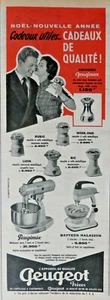 PUBLICITÉ DE PRESSE 1957 PEUGEOT FRÈRES LES MOULINS ÉLECTRIQUE MALAXEUR PEUGIMIX - Picture 1 of 1