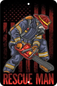 Rescue Firefighter Fire Department Aluminum Tin Sign Plaque Man Cave Bar S278 - Picture 1 of 2