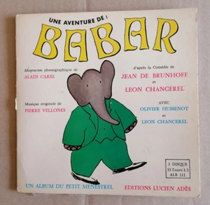 An Adventure of Babar 7" EP 33T by Brunhoff Book-Disc ALB 111 Pierre Vellones - Picture 1 of 5