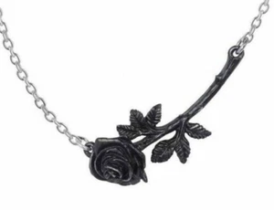 Black Rose Enigma Necklace Boxed, Flower Gothic Love Romance, Alchemy England - Picture 1 of 6