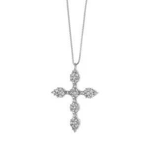 Gargantilla Collar Colgante Cruz Diamantes Oro Blanco 18KT Comete Glb 1327 - Imagen 1 de 2