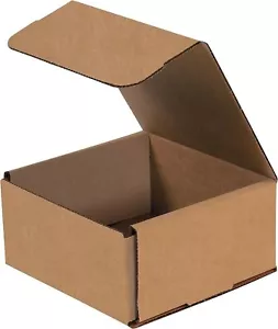 50 6" x 6" x 3" Kraft Corrugated Mailers Die Cut Tuck Flap Boxes - Picture 1 of 1