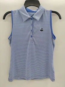 EP Pro Tour Tech ärmelloses Poloshirt Damen Größe S blau gestreift - Bild 1 von 8