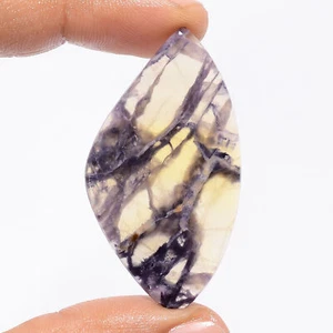 Natural Blue John Fancy Shape Cabochon Loose Gemstone 35 Ct. 46X25X3 mm - Picture 1 of 5