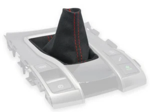 FOR HONDA CIVIC X 10th GEN. GEAR SHIFT BOOT GAITER BLACK ALCANTARA STITCH RED - Bild 1 von 5