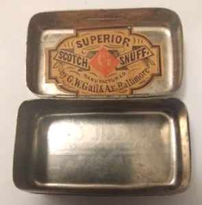 G.W. Gail & AX VINTAGE Tobacco Works Superior Scotch Snuff Tin Sample - Picture 1 of 8