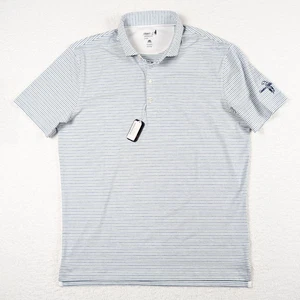 NEW Johnnie-O Polo Mens L Blue Striped Vik Performance UPF50 Short Sleeve Shirt - Picture 1 of 14