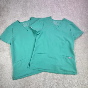 FIGS Casma Scrub Top Set (2) Damen XXS türkis grün V-Ausschnitt Kurzarm PO2858 - Bild 1 von 9