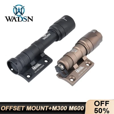 WADSN Tactical M300 M600 WhiteLight DD MLOK KEYMOD SMR Offset Mount Hunting Flashlight