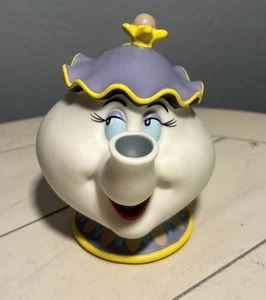 Disney 6.5" Mrs Potts Teapot Bank Beauty And The Beast Hard Rubber Plastic - Picture 1 of 5