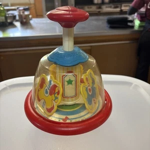 Vintage Fisher Price Horse Carousel Spinning Top Push Down Arm - Picture 1 of 3