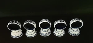 Set Of 5 Porcelain Napkin Holder Rings, 2-3/4" In Height By 2" In Width - Picture 1 of 13